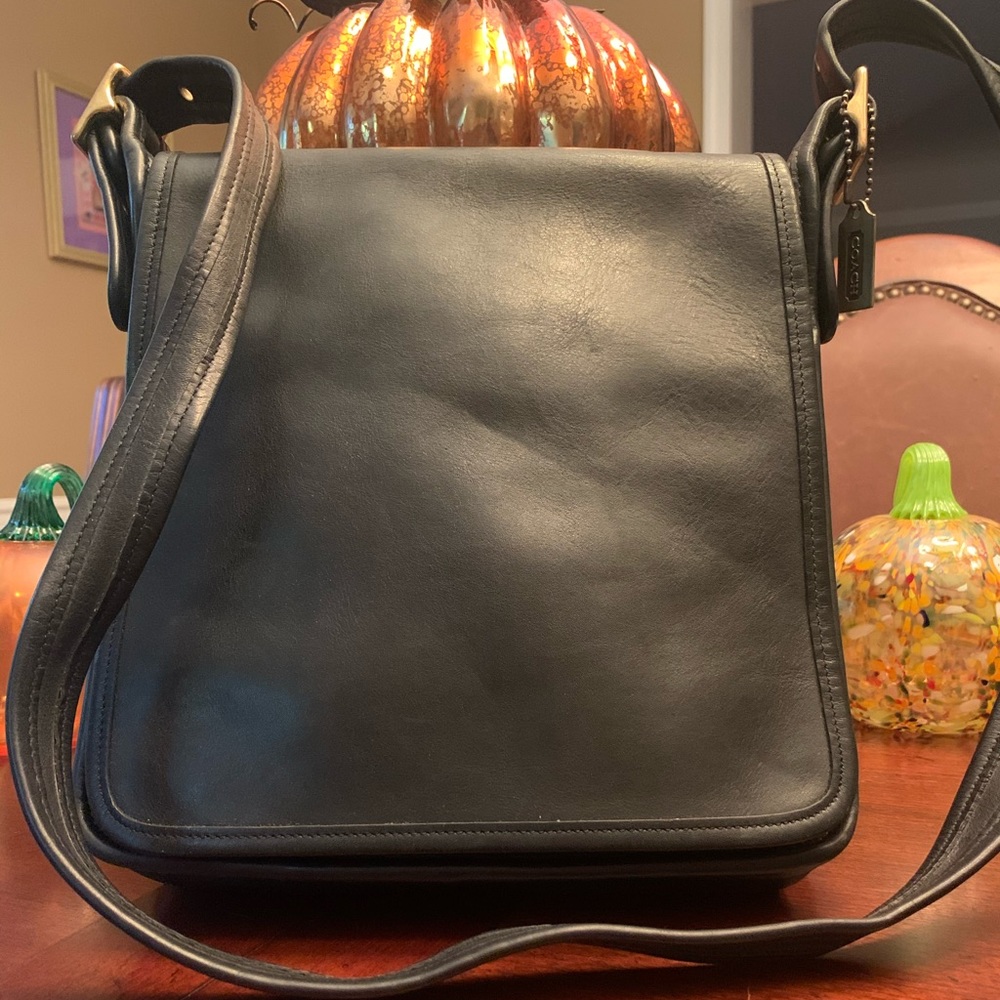 Coach Black Leather Flap Crossbody